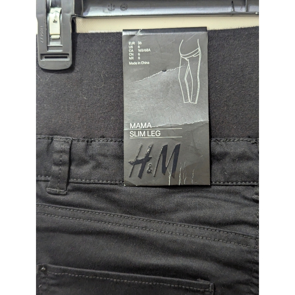 H&M MAMA Super Stretch Black Slim Leg Maternity Pants Size 6 - Picture 6 of 15